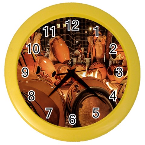 Candombe drums being tempered, montevideo, uruguay Color Wall Clock from ArtsNow.com Front