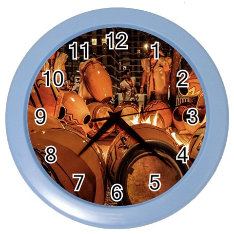 Candombe drums being tempered, montevideo, uruguay Color Wall Clock from ArtsNow.com Front