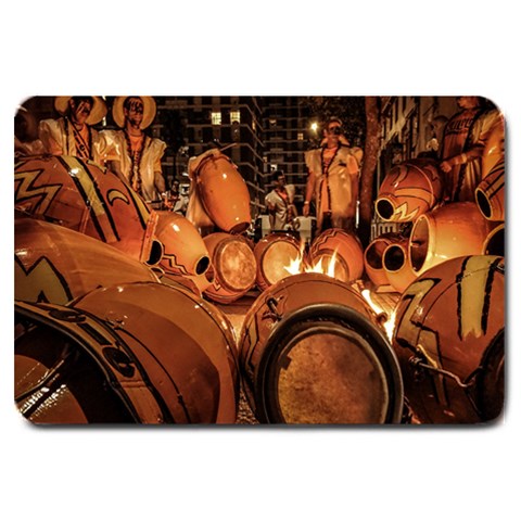 Candombe drums being tempered, montevideo, uruguay Large Doormat from ArtsNow.com 30 x20  Door Mat