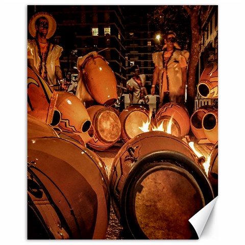 Candombe drums being tempered, montevideo, uruguay Canvas 11  x 14  from ArtsNow.com 10.95 x13.48  Canvas - 1