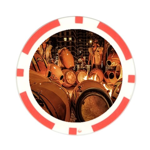 Candombe drums being tempered, montevideo, uruguay Poker Chip Card Guard (10 pack) from ArtsNow.com Front