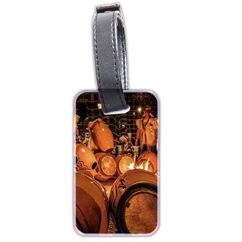 Candombe drums being tempered, montevideo, uruguay Luggage Tag (two sides) from ArtsNow.com Front