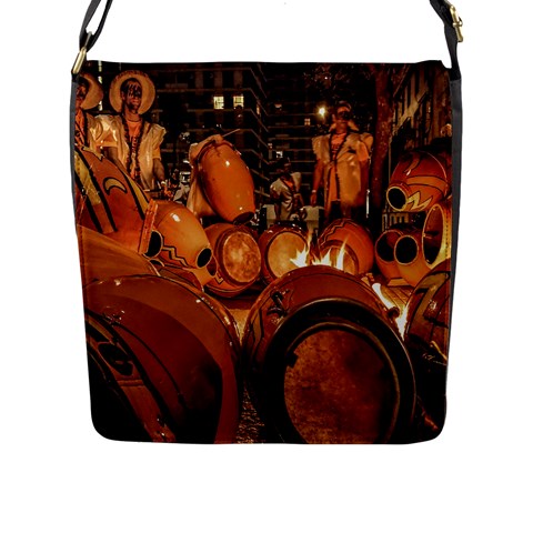 Candombe drums being tempered, montevideo, uruguay Flap Closure Messenger Bag (L) from ArtsNow.com Front