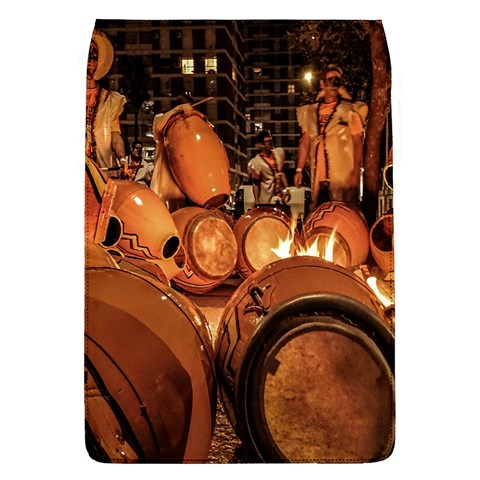 Candombe drums being tempered, montevideo, uruguay Removable Flap Cover (L) from ArtsNow.com Front