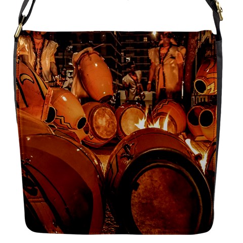 Candombe drums being tempered, montevideo, uruguay Flap Closure Messenger Bag (S) from ArtsNow.com Front