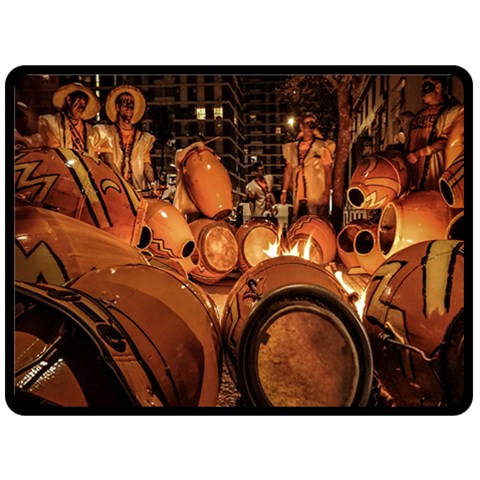 Candombe drums being tempered, montevideo, uruguay Two Sides Fleece Blanket (Large) from ArtsNow.com 80 x60  Blanket Front