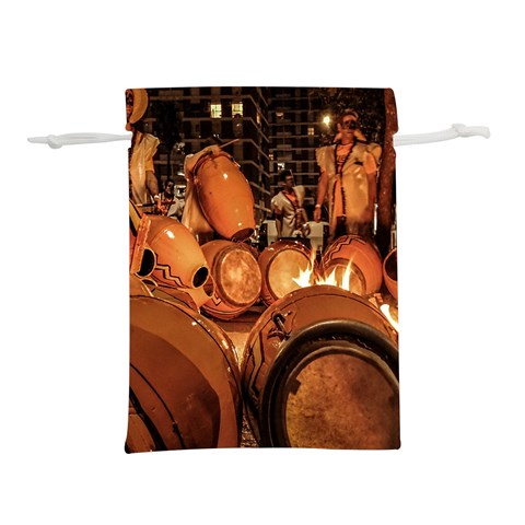 Candombe drums being tempered, montevideo, uruguay Lightweight Drawstring Pouch (S) from ArtsNow.com Back