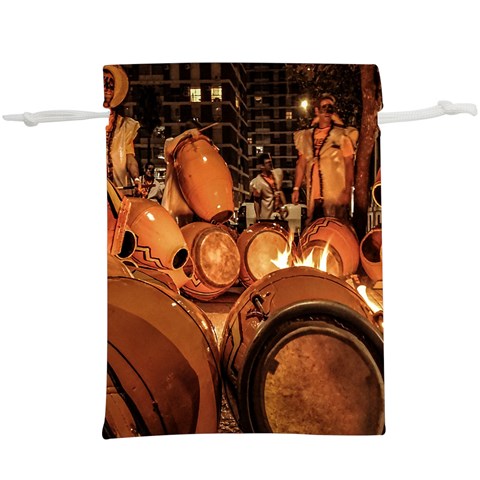 Candombe drums being tempered, montevideo, uruguay Lightweight Drawstring Pouch (XL) from ArtsNow.com Front