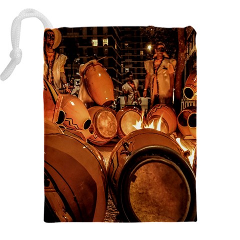 Candombe drums being tempered, montevideo, uruguay Drawstring Pouch (4XL) from ArtsNow.com Back