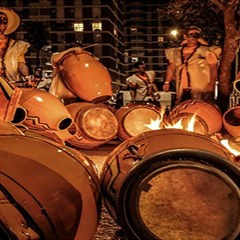 Candombe drums being tempered, montevideo, uruguay 5  x 7  Hardcover Notebook from ArtsNow.com Front Cover