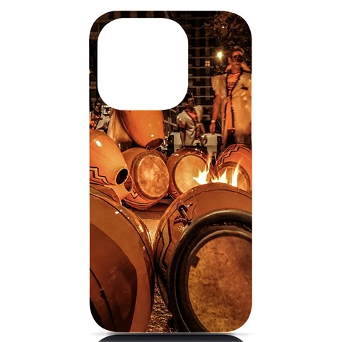 Candombe drums being tempered, montevideo, uruguay iPhone 14 Pro Black UV Print PC Hardshell Case from ArtsNow.com Front