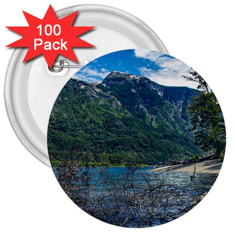 Beach At Los Alerces National Park, Chubut Province, Argentina 3  Buttons (100 pack)  from ArtsNow.com Front