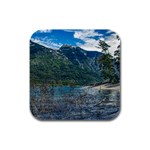 Beach At Los Alerces National Park, Chubut Province, Argentina Rubber Square Coaster (4 pack)