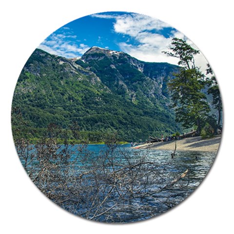 Beach At Los Alerces National Park, Chubut Province, Argentina Magnet 5  (Round) from ArtsNow.com Front