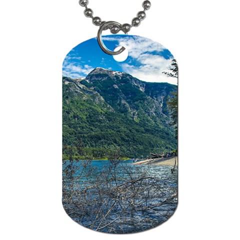 Beach At Los Alerces National Park, Chubut Province, Argentina Dog Tag (One Side) from ArtsNow.com Front