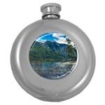 Beach At Los Alerces National Park, Chubut Province, Argentina Round Hip Flask (5 oz)