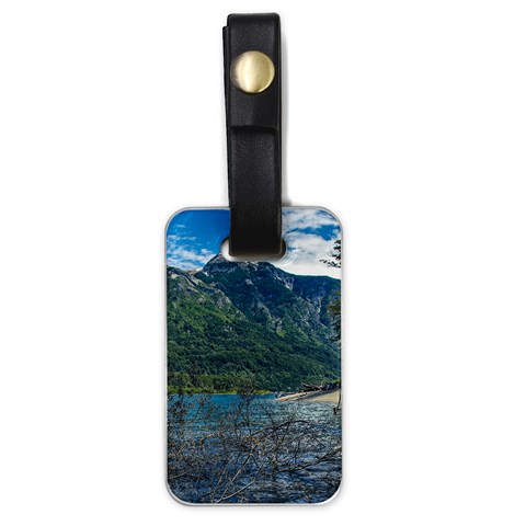 Beach At Los Alerces National Park, Chubut Province, Argentina Luggage Tag (one side) from ArtsNow.com Front