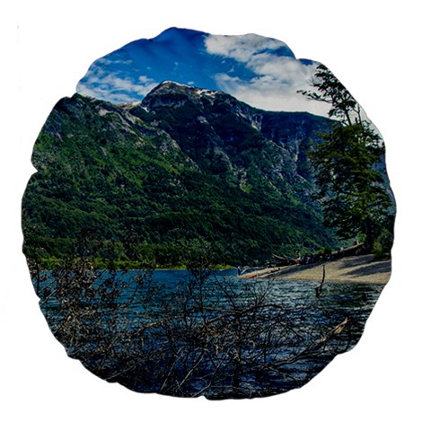 Beach At Los Alerces National Park, Chubut Province, Argentina Large 18  Premium Round Cushions from ArtsNow.com Front