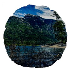 Beach At Los Alerces National Park, Chubut Province, Argentina Large 18  Premium Round Cushions from ArtsNow.com Front