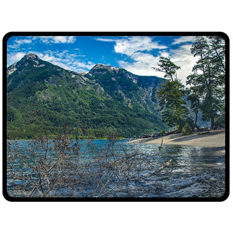 Beach At Los Alerces National Park, Chubut Province, Argentina Two Sides Fleece Blanket (Large) from ArtsNow.com 80 x60  Blanket Front