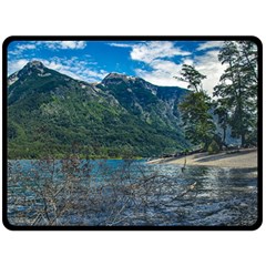 Beach At Los Alerces National Park, Chubut Province, Argentina Two Sides Fleece Blanket (Large) from ArtsNow.com 80 x60  Blanket Front