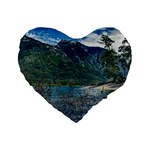 Beach At Los Alerces National Park, Chubut Province, Argentina Standard 16  Premium Flano Heart Shape Cushions