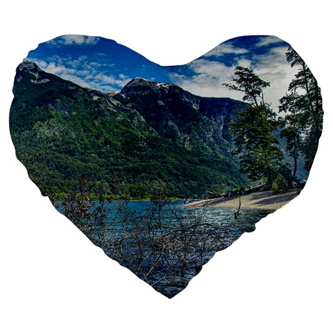 Beach At Los Alerces National Park, Chubut Province, Argentina Large 19  Premium Flano Heart Shape Cushions from ArtsNow.com Front