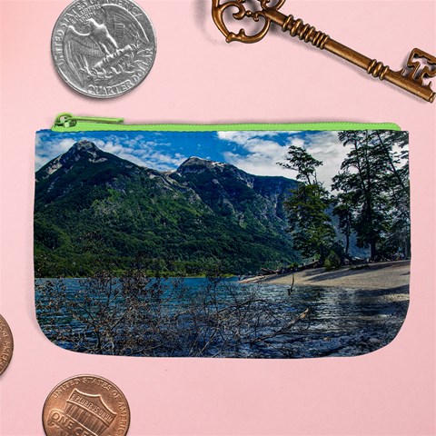 Beach At Los Alerces National Park, Chubut Province, Argentina Large Coin Purse from ArtsNow.com Front