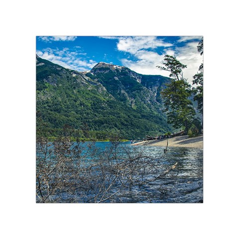 Beach At Los Alerces National Park, Chubut Province, Argentina Square Tapestry (Small) from ArtsNow.com Front