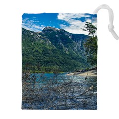 Beach At Los Alerces National Park, Chubut Province, Argentina Drawstring Pouch (5XL) from ArtsNow.com Front