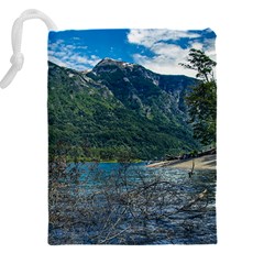 Beach At Los Alerces National Park, Chubut Province, Argentina Drawstring Pouch (5XL) from ArtsNow.com Back