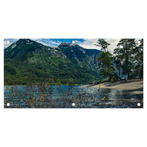 Beach At Los Alerces National Park, Chubut Province, Argentina Banner and Sign 4  x 2  from ArtsNow.com Front