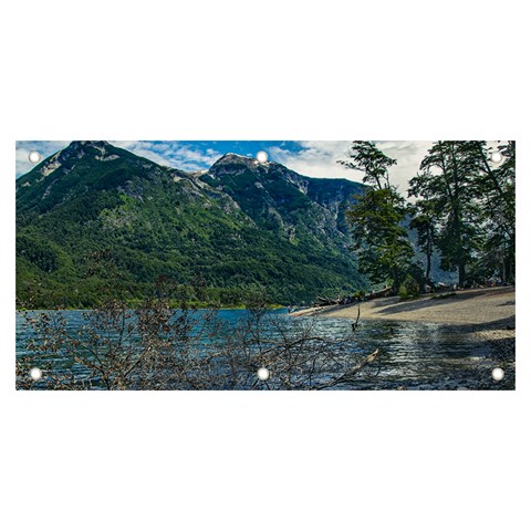 Beach At Los Alerces National Park, Chubut Province, Argentina Banner and Sign 6  x 3  from ArtsNow.com Front