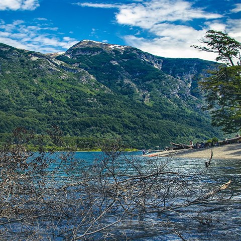 Beach At Los Alerces National Park, Chubut Province, Argentina 7  x 9  Hardcover Notebook from ArtsNow.com Back Cover