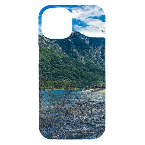 Beach At Los Alerces National Park, Chubut Province, Argentina iPhone 15 Black UV Print PC Hardshell Case from ArtsNow.com Front