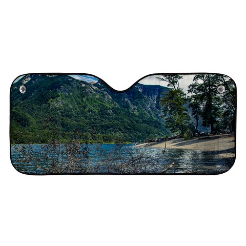 Beach At Los Alerces National Park, Chubut Province, Argentina Car Windshield Sunshade from ArtsNow.com Front