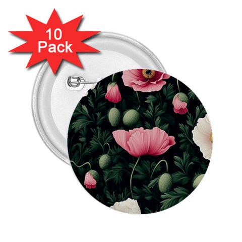 Poppy Flower Plant Petals Bloom 2.25  Buttons (10 pack)  from ArtsNow.com Front