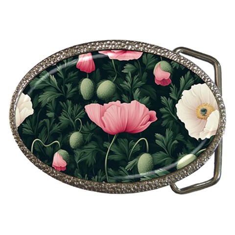 Poppy Flower Plant Petals Bloom Belt Buckles from ArtsNow.com Front