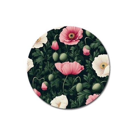 Poppy Flower Plant Petals Bloom Magnet 3  (Round) from ArtsNow.com Front