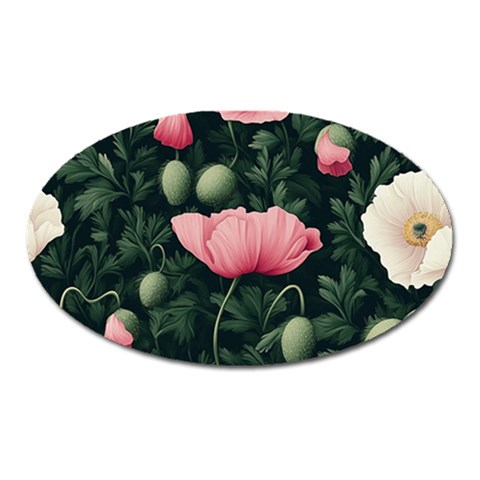 Poppy Flower Plant Petals Bloom Oval Magnet from ArtsNow.com Front