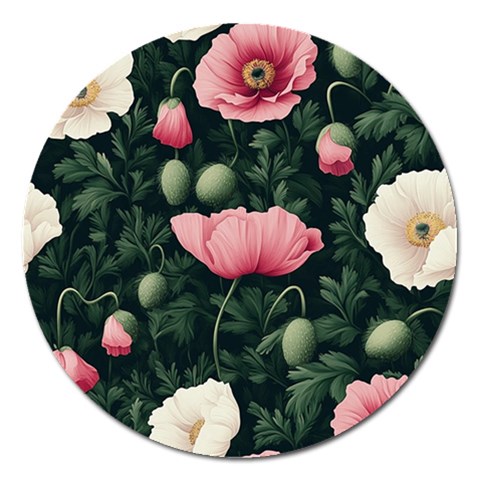 Poppy Flower Plant Petals Bloom Magnet 5  (Round) from ArtsNow.com Front