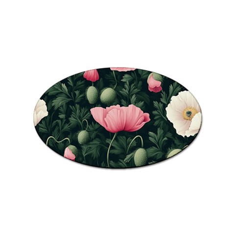 Poppy Flower Plant Petals Bloom Sticker Oval (100 pack) from ArtsNow.com Front