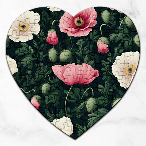 Poppy Flower Plant Petals Bloom Jigsaw Puzzle (Heart) from ArtsNow.com Front