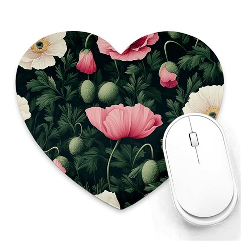 Poppy Flower Plant Petals Bloom Heart Mousepad from ArtsNow.com Front