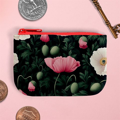 Poppy Flower Plant Petals Bloom Mini Coin Purse from ArtsNow.com Front