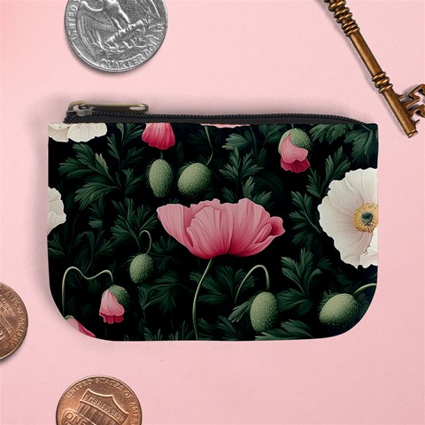 Poppy Flower Plant Petals Bloom Mini Coin Purse from ArtsNow.com Front