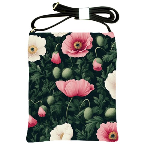 Poppy Flower Plant Petals Bloom Shoulder Sling Bag from ArtsNow.com Front