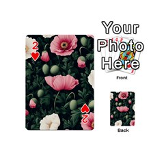 Poppy Flower Plant Petals Bloom Playing Cards 54 Designs (Mini) from ArtsNow.com Front - Heart2