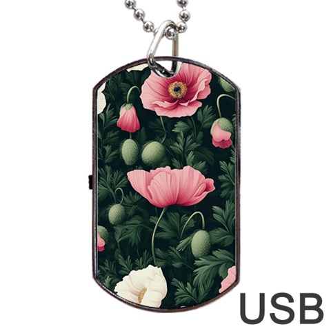 Poppy Flower Plant Petals Bloom Dog Tag USB Flash (One Side) from ArtsNow.com Front