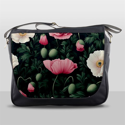 Poppy Flower Plant Petals Bloom Messenger Bag from ArtsNow.com Front